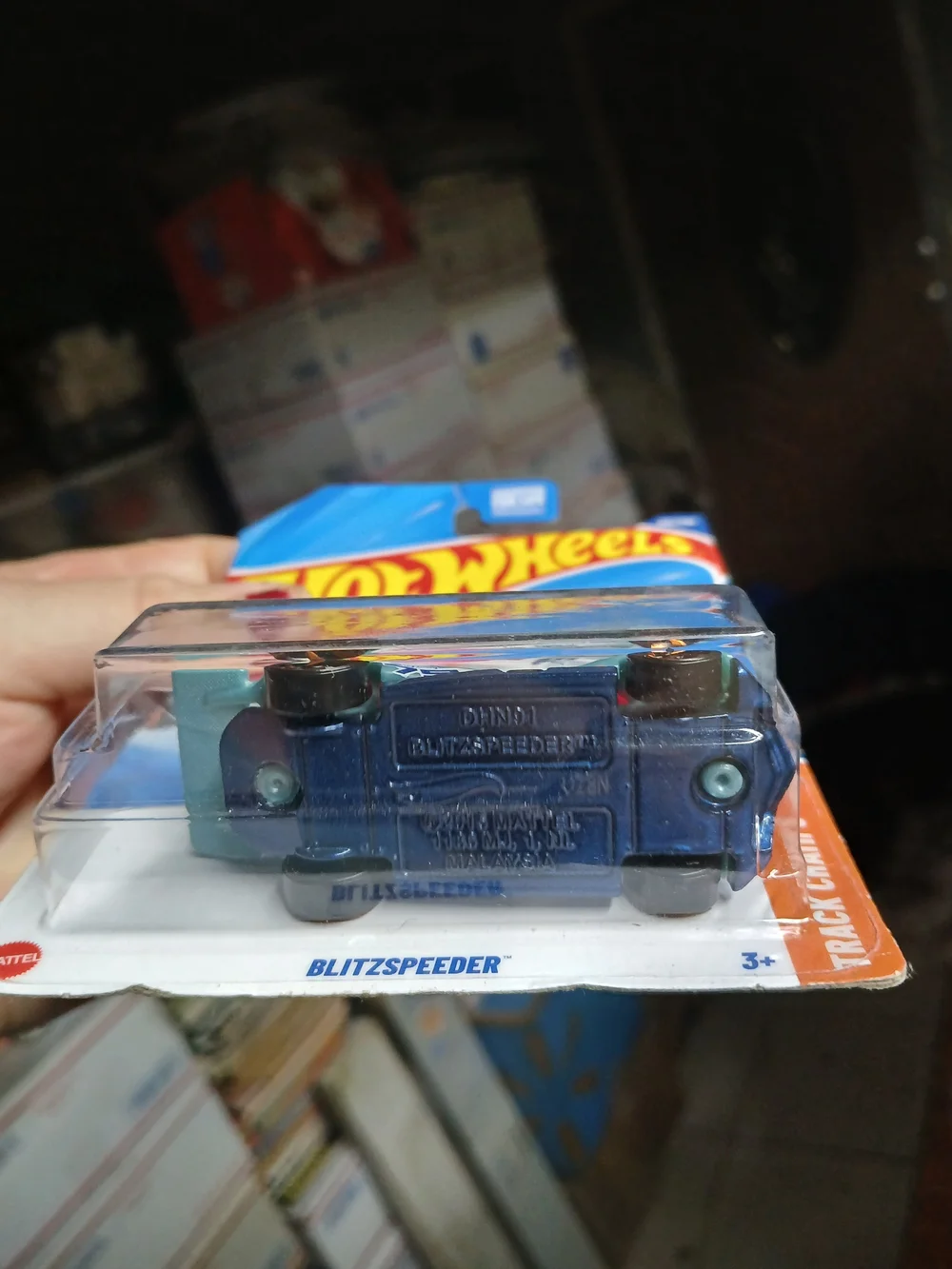 Hot Wheels Blitzspeeder in light aqua/steel blue with a pink windshield and the